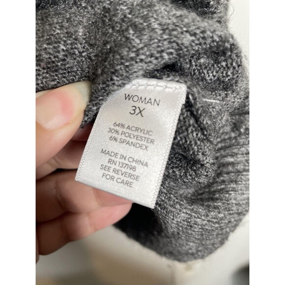 Westport Sweater Womens 3X Gray Sequin Knit Pullover Party Holiday Festive - Picture 4 of 9